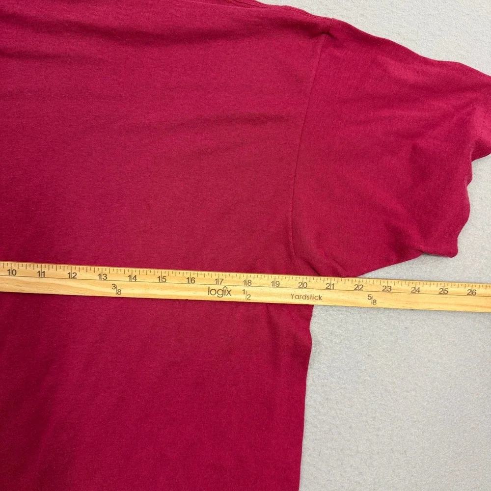 Vintage Pocket Tee Shirt Medium Red 90s Single Stitch Paper Thin Lightweight